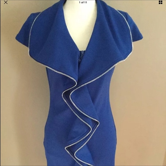 Samuel Dong Dresses & Skirts - Boutique Samuel Dong Zip Ruffle Front Ponte Dress